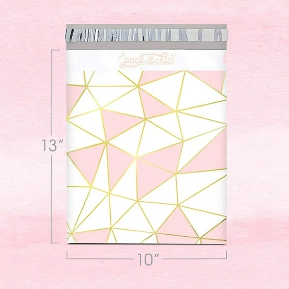 20 Pack 10x13 Pink and Gold Geometric Poly Mailers - Picture 2 of 4